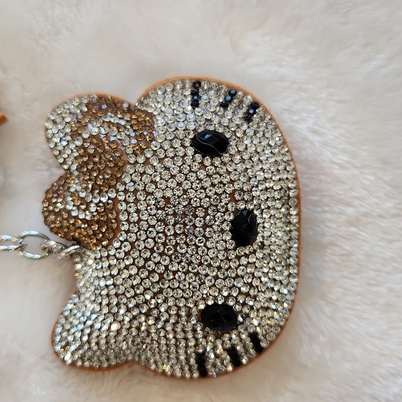 Hello Kitty Rhinestone Cat Keychain with Tassel Bag Charm - Picture 2 of 3